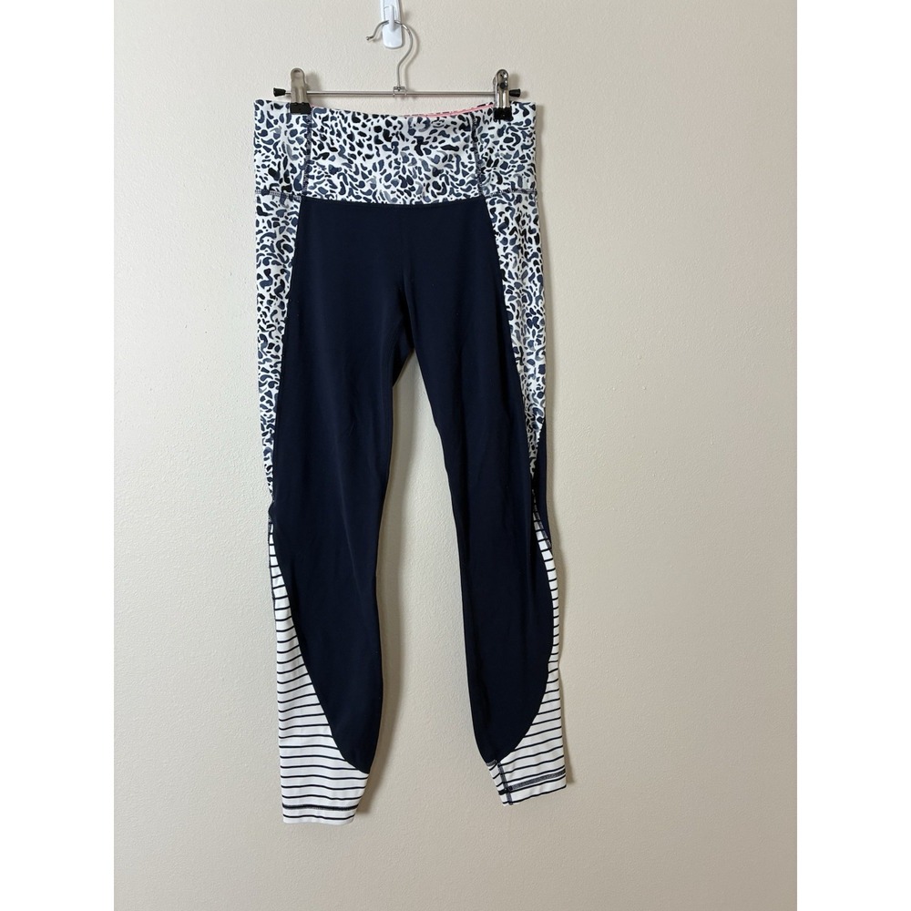 Athleta Blue with Animal Print and Stripes 7/8 Leggings Size Small Tall (L6)